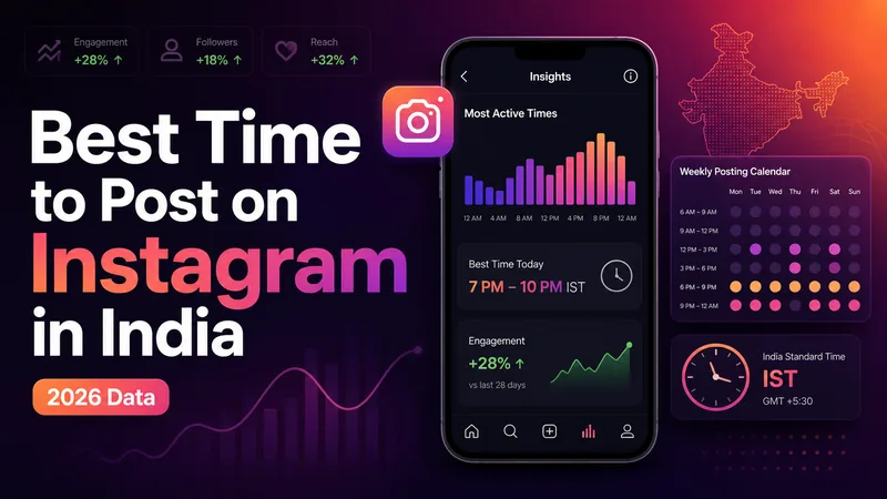 Chart showing the best time to post on Instagram in India by day and time slots in IST