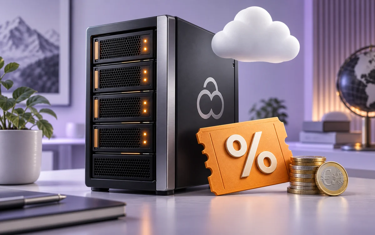 Server hardware with a cloud illustration