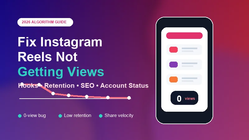 Instagram Reels low views troubleshooting guide with algorithm, retention and zero views signals