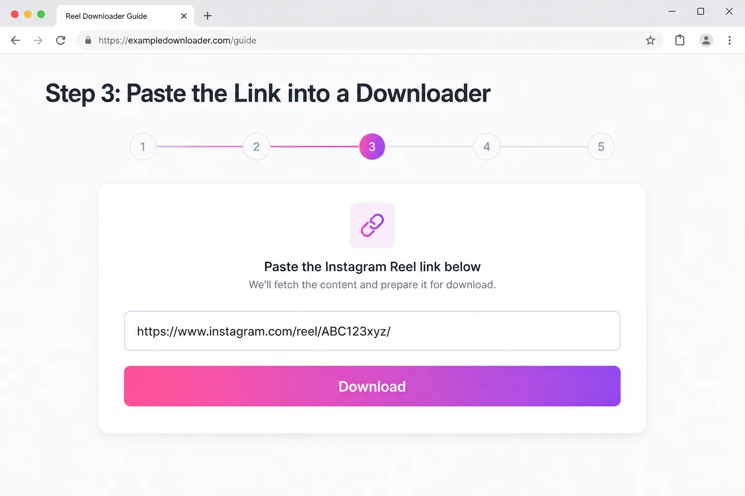 Step 3 paste the Reel link into a downloader