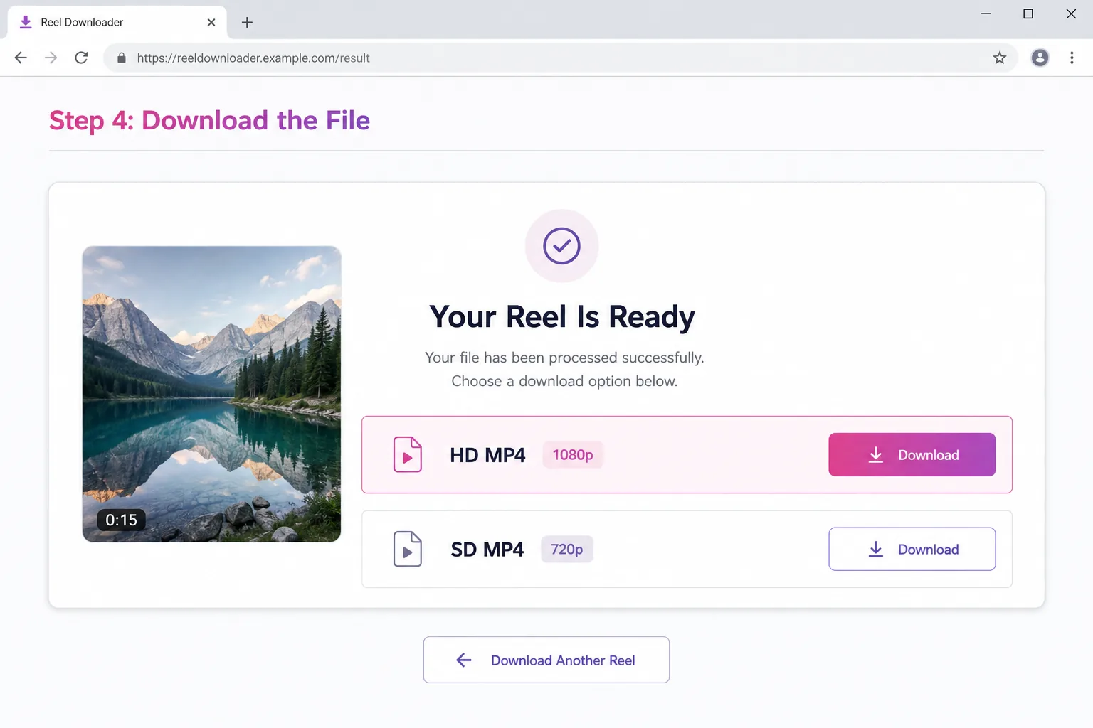 Step 4 download the Reel file