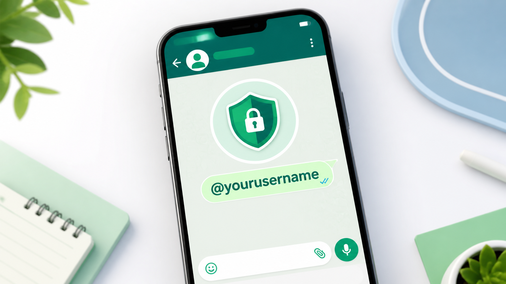 WhatsApp username privacy concept showing a username instead of a phone number