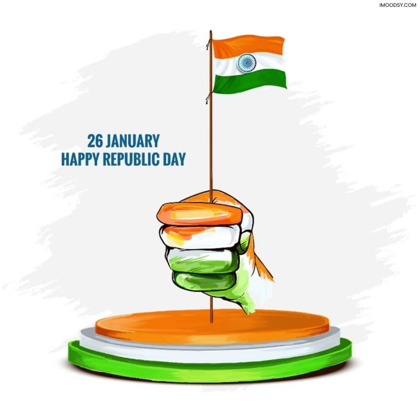 3D render of Indian Tricolor flag on podium from our HD Republic Day images collection.