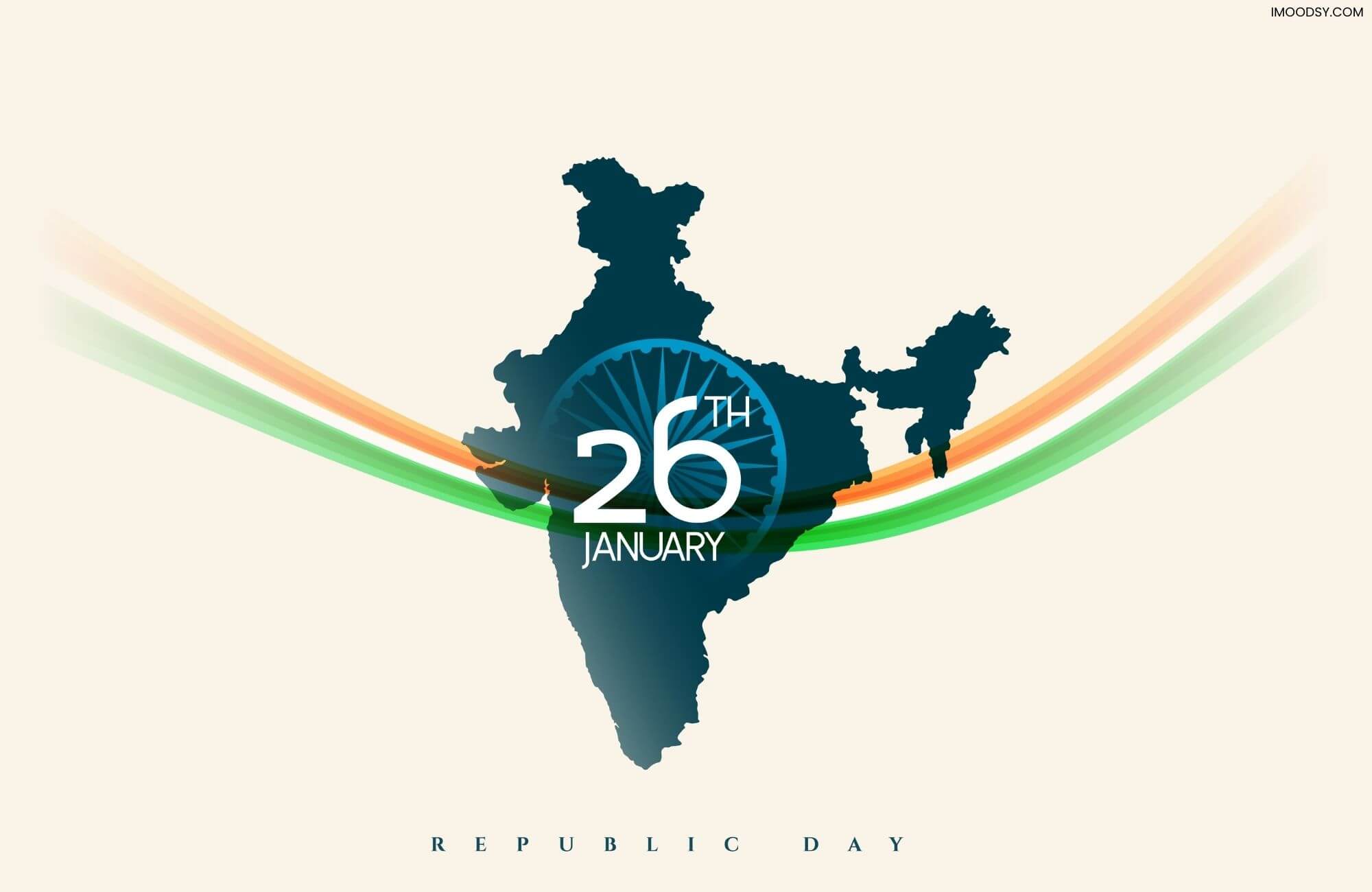 Creative Republic Day images design with India map silhouette and 26 January badge.