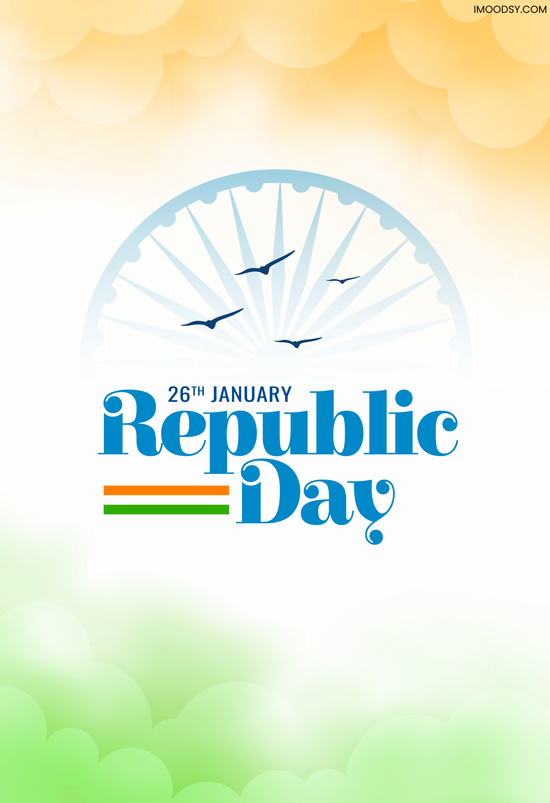 Vertical Republic Day images 2026 featuring Ashoka Chakra in tricolor smoke for WhatsApp Status